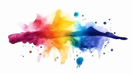 Abstract Watercolor Rainbow Splashes and Blobs