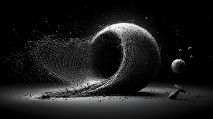 Fototapete - Mesh Lines Depicting the Warping of Space and Light Around a Mysterious Black Hole in the Cosmos