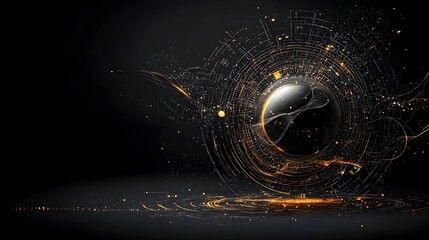 Poster - Mesmerizing and intricate mandala inspired digital artwork with glowing mesh lines and patterns forming a dynamic futuristic and luminous composition on a dark background