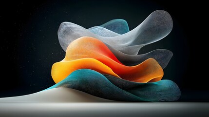Aufkleber - Mesmerizing Glowing Mesh Gradient Curves Flowing Like Liquid Neon Waves Abstract Digital Artwork  Captivating dynamic digital with vibrant colors and futuristic ethereal visuals