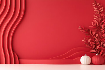 Vibrant red abstract backdrop for web design, ideal for Valentine's Day, Halloween, Christmas, and product display in studio settings.