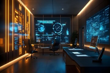 Poster - Digital documents created modern office. future world technology. automated invoice and receipt management concept.	