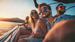 © Gita - close-knit group of friends enjoying a relaxed boat ride at sunset, smiling and taking in the scenic views, capturing the essence of friendship and summer joy.