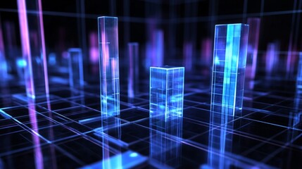 Aufkleber - Abstract Digital Data Visualization in Neon Colors