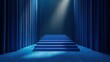 © Triam - blue carpet onblue stage with red curtain background