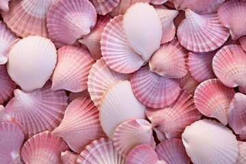 Canvas Print - Pink and beige sea shells texture invertebrate seashell seafood.