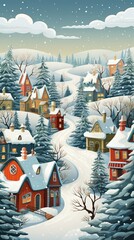 Canvas Print - Cozy christmas town architecture building outdoors.