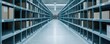 © Siripong - A spacious warehouse aisle showcasing organized shelves filled with boxes, ideal for logistics, storage, and inventory management.