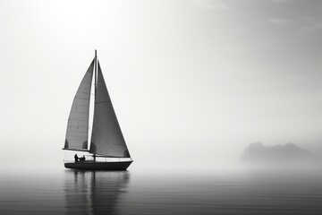 Canvas Print - Photography sailing boat watercraft monochrome sailboat.