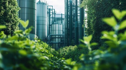 Canvas Print - Industrial Landscape Surrounded by Greenery