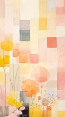 Wall Mural - Flower meadow grid wallpaper abstract painting.