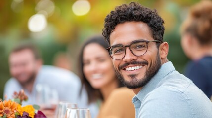 Smiling Friends Enjoy a Sunny Outdoor Gathering