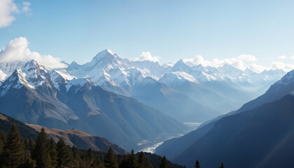 Majestic mountain range under clear blue sky