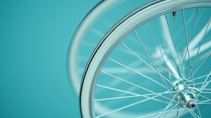 close-up of two bicycle wheels in motion