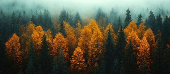 Poster - Autumn Forest in Mist