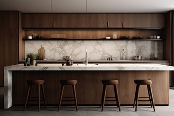 Wall Mural - Scandinavian kitchen furniture wood interior design.