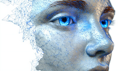 Wall Mural - futuristic face, 3d render