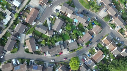 Wall Mural - Drone view of a typical British housing estate with greenery and empty streets at the daytime