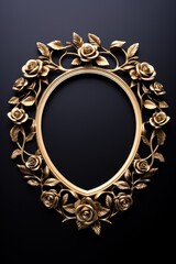 Wall Mural - Black gold rose oval design frame vintage jewelry pendant locket.