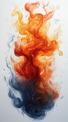 Wall Mural - a dynamic composition of fiery flames and sparkling embers dancing against a stark white backdrop evoking a sense of energy and vitality