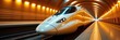 © val - A sleek high-speed train emerging from a modern tunnel, showcasing advanced transportation technology and innovation in urban infrastructure.