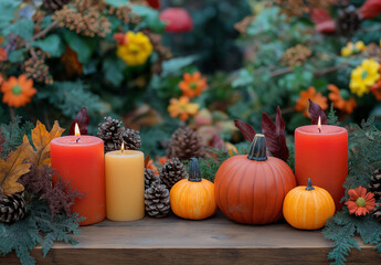 halloween pumpkin and candle