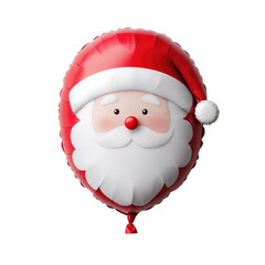 A festive Santa Claus balloon with a cheerful expression, perfect for holiday celebrations. isolated on transparent background.