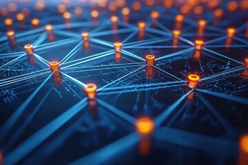 3D visualization of a blockchain network topology in a decentralized system.