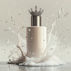 Wall Mural - stunning visual of skin care cosmetics featuring a white bottle of body lotion with a silver dispens