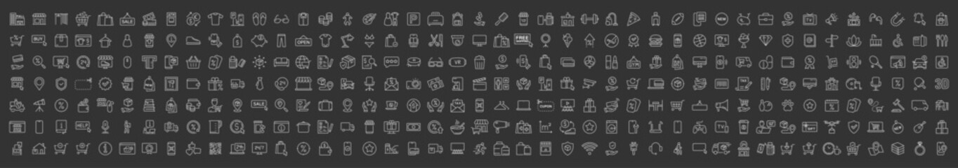 Wall Mural - shopping and e-commerce web icons in line style. online shopping, digital marketing, delivery, coupo