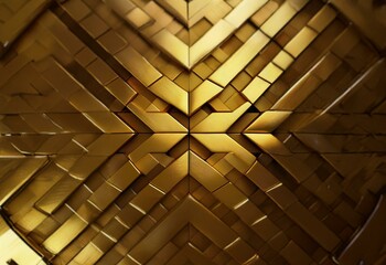 Aufkleber - Geometric pattern of gold rectangles creating a modern and luxurious design.