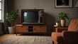 © Adi - 'Vintage 80s TV with Static in Cozy Living Room'