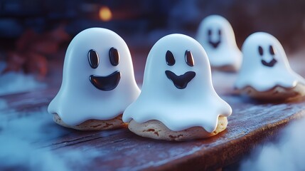 Ghost cookies for Halloween, created with Generative AI technology