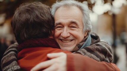 Wall Mural - A man and a woman are hugging each other