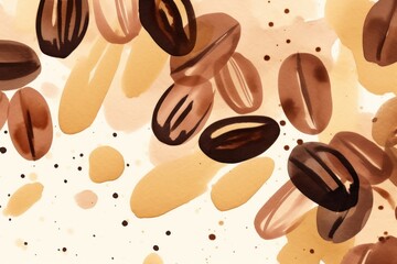 Wall Mural - Memphis coffee beans abstract shape backgrounds food nut.