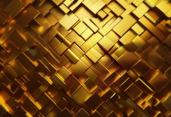 Aufkleber - A close-up of an abstract pattern of gold, rectangular shapes.
