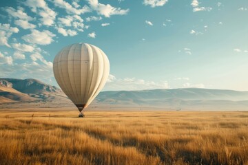 Poster - A white hot air balloon transportation landscape outdoors.