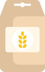 Wall Mural - Simple icon of a paper bag packaging showing wheat grain inside for flour or other food products