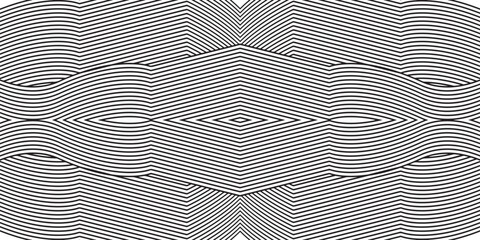 Wall Mural - black and white abstract warped vector stripes pattern background