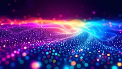 Wall Mural - wave of musical sounds. abstract background with interweaving of dots and lines. 3d rendering. music