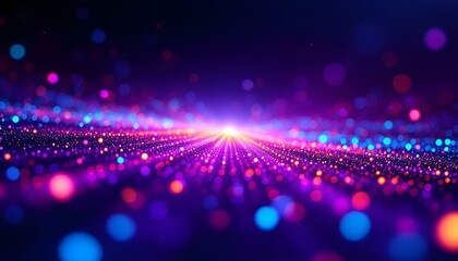 Wall Mural - wave of musical sounds. abstract background with interweaving of dots and lines. 3d rendering. music