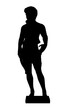 © German Ovchinnikov - The silhouette of the sculpture of a male archer from black lines isolated on a white background. Front view. Vector illustration.