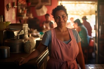 Wall Mural - Cuban woman owner portrait adult smile.