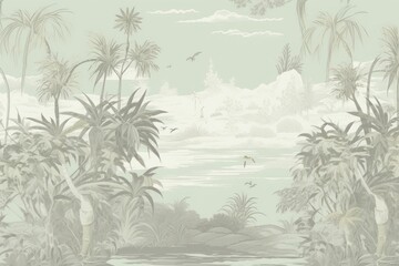 Canvas Print - Bamboo outdoors drawing nature.