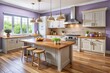 © Four888 - Elegant Spacious Kitchen with Lavender Walls and Light Cherry Wood Counters for Modern Home Decor Inspiration