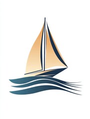 Fototapete - A sleek sailboat floats effortlessly on calm waves, showcasing simplicity and elegance in a tranquil marine environment. Generative AI