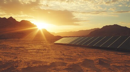 A remote desert landscape at sunset, Natural style, photo of