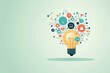 © Kookkii - Idea lightbulb morphing into a computer, creative technology concept, flat design illustration
