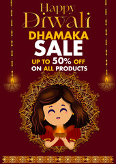 Wall Mural - Diwali Sale Poster Design, Festive Discount Sale , DIWALI SALE Retail Sale, Promotion, Advertisement, Flyer, Poster, Banner , Diwali Dhamaka Sale Label Design Template 

