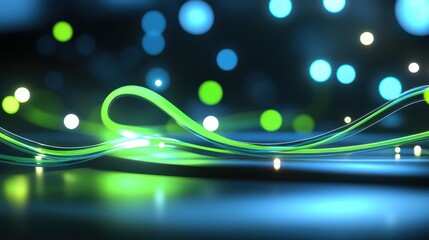 Wall Mural - black background with neon green and blue lights, creating a bold and exciting visual.